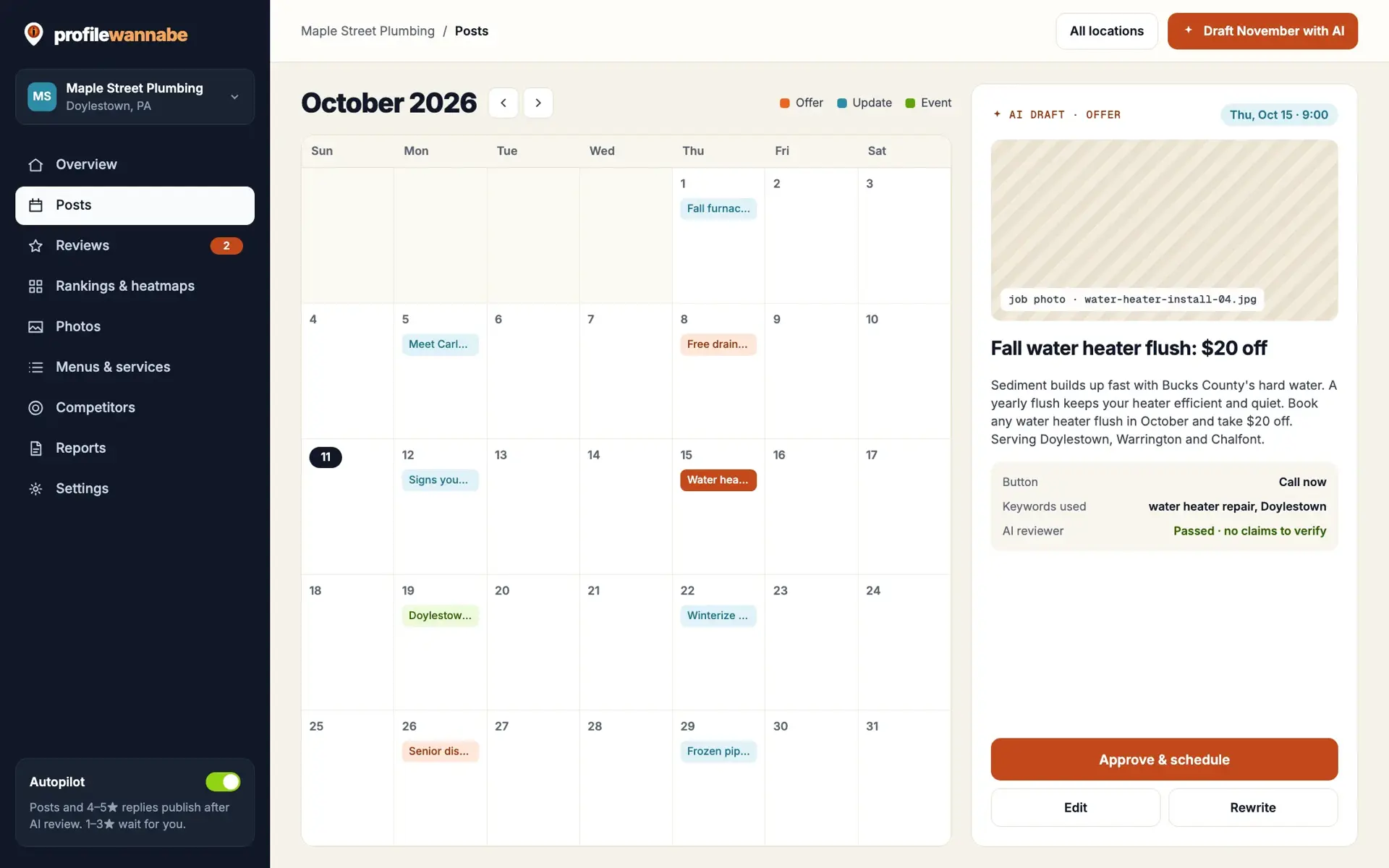 A month of scheduled Google posts
